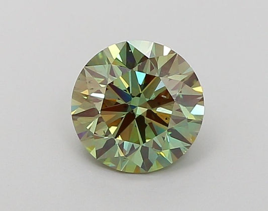 Lab-Grown Round Diamond - 1.55 Carats, Fancy Intense Green Color, VS2 Clarity - Certified by IGI - Report Number: LG671437413