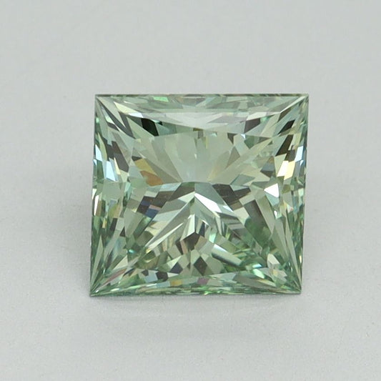 Lab-Grown Princess Diamond - 1.54 Carats, Fancy Vivid Green Color, VVS2 Clarity - Certified by IGI - Report Number: LG644444284