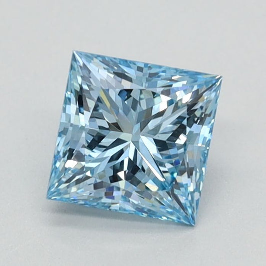Lab-Grown Princess Diamond - 0.81 Carats, Fancy Vivid Blue Color, VVS2 Clarity - Certified by IGI - Report Number: LG626424789