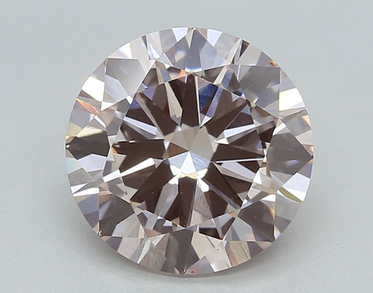 Lab-Grown Round Diamond - 3.02 Carats, Light Brownish Pink Color, VS1 Clarity - Certified by IGI - Report Number: LG629479341