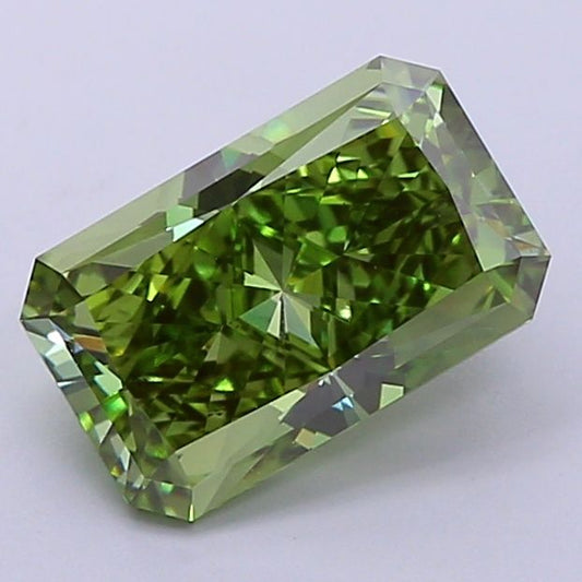 Lab-Grown Radiant Diamond - 2.54 Carats, Fancy Vivid Green Color, VVS2 Clarity - Certified by IGI - Report Number: LG660445497