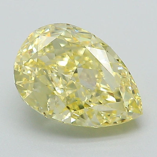 Lab-Grown Pear Diamond - 2.46 Carats, Fancy Intense Yellow Color, VVS2 Clarity - Certified by IGI - Report Number: LG654499937