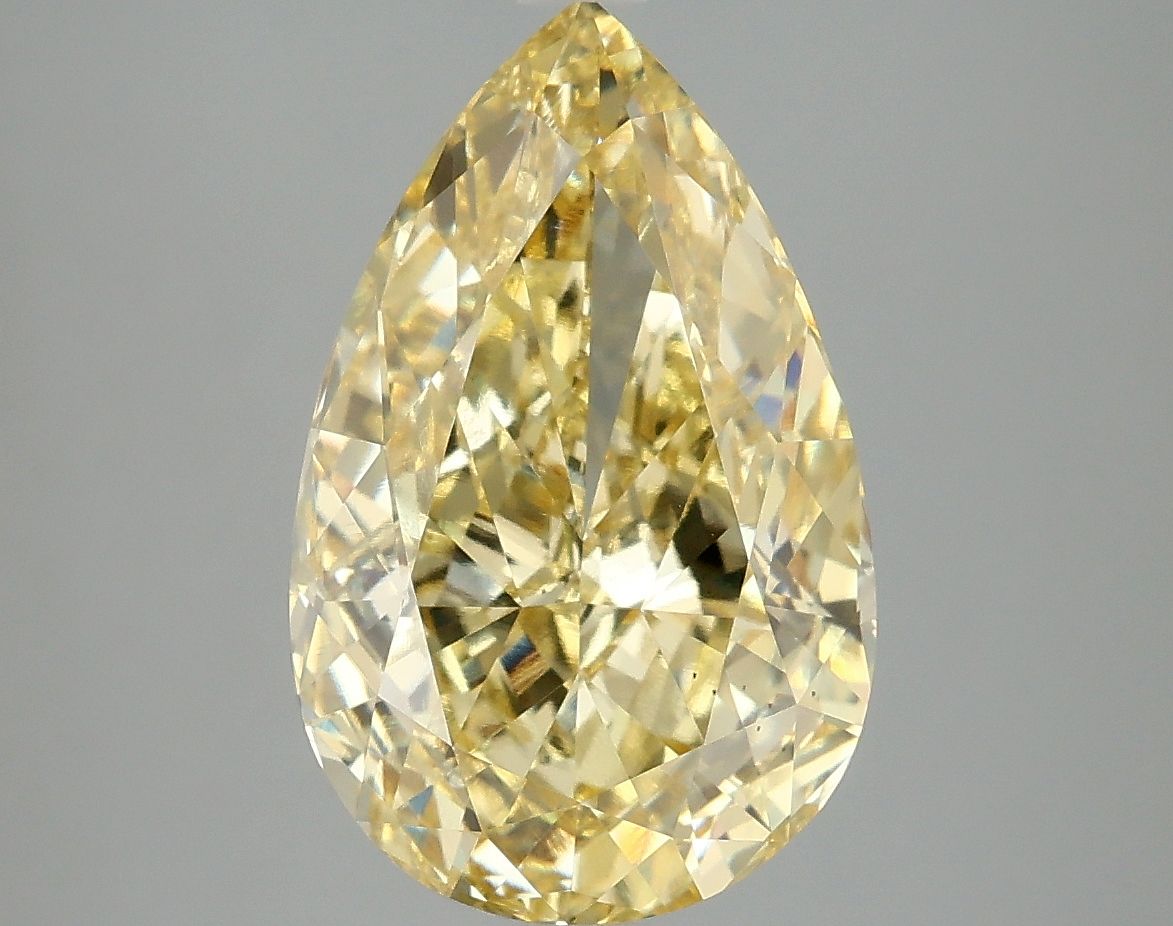 Lab-Grown Pear Diamond - 5.0 Carats, Fancy Vivid Yellow Color, VS2 Clarity - Certified by IGI - Report Number: LG677549911