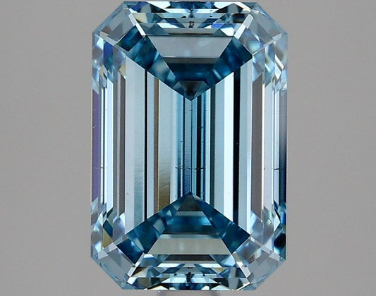 Lab-Grown Emerald Diamond - 2.98 Carats, Fancy Vivid Blue Color, VS2 Clarity - Certified by IGI - Report Number: LG634426709