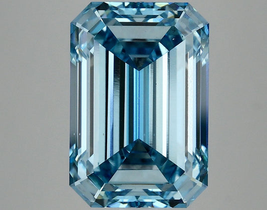 Lab-Grown Emerald Diamond - 6.78 Carats, Fancy Vivid Blue Color, VS2 Clarity - Certified by IGI - Report Number: LG635401429
