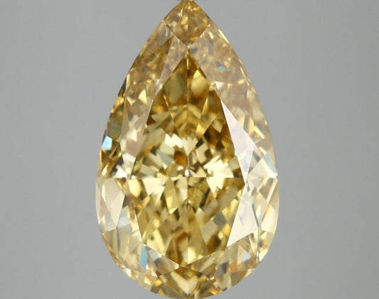 Lab-Grown Pear Diamond - 5.01 Carats, Fancy Vivid Yellow Color, VVS2 Clarity - Certified by IGI - Report Number: LG665459624
