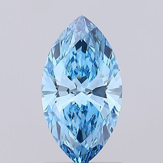 Lab-Grown Marquise Diamond - 1.07 Carats, Fancy Vivid Blue Color, VVS2 Clarity - Certified by IGI - Report Number: LG680553661