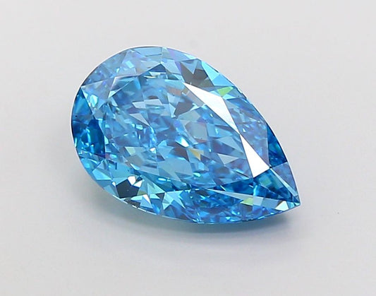 Lab-Grown Pear Diamond - 5.02 Carats, Fancy Vivid Blue Color, VS2 Clarity - Certified by IGI - Report Number: LG681572966
