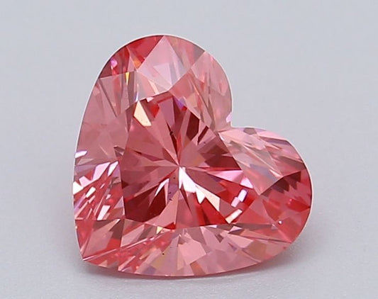 Lab-Grown Heart Diamond - 0.99 Carats, Fancy Vivid Pink Color, VS2 Clarity - Certified by IGI - Report Number: LG615366960