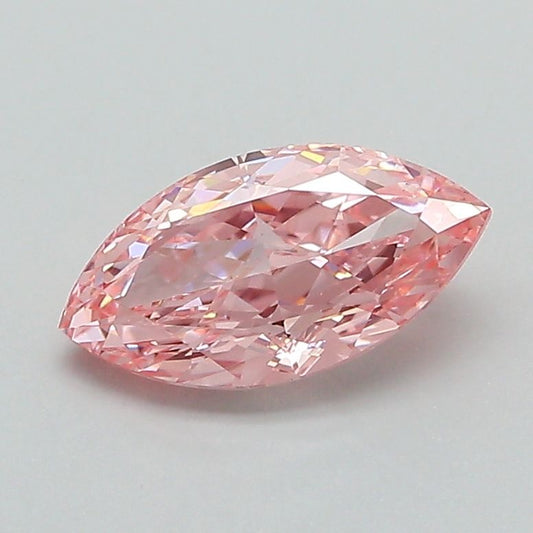 Lab-Grown Marquise Diamond - 1.01 Carats, Fancy Vivid Pink Color, VS1 Clarity - Certified by IGI - Report Number: LG616412378