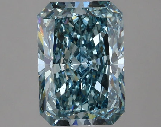 Lab-Grown Radiant Diamond - 3.07 Carats, Fancy Vivid Blue Color, VS1 Clarity - Certified by IGI - Report Number: LG632455052