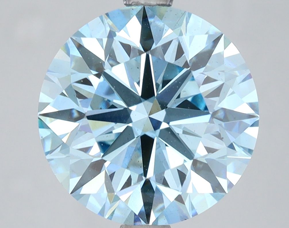 Lab-Grown Round Diamond - 4.09 Carats, Fancy Vivid Blue Color, VS1 Clarity - Certified by IGI - Report Number: LG618467479