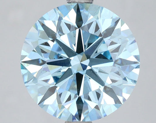 Lab-Grown Round Diamond - 4.09 Carats, Fancy Vivid Blue Color, VS1 Clarity - Certified by IGI - Report Number: LG618467479