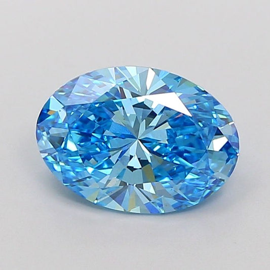 Lab-Grown Oval Diamond - 3.02 Carats, Fancy Vivid Blue Color, VS1 Clarity - Certified by IGI - Report Number: LG691586509