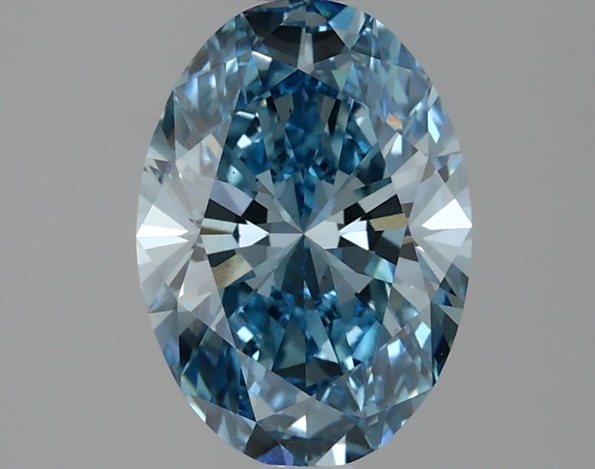 Lab-Grown Oval Diamond - 2.01 Carats, Fancy Vivid Blue Color, VS2 Clarity - Certified by IGI - Report Number: LG634426795