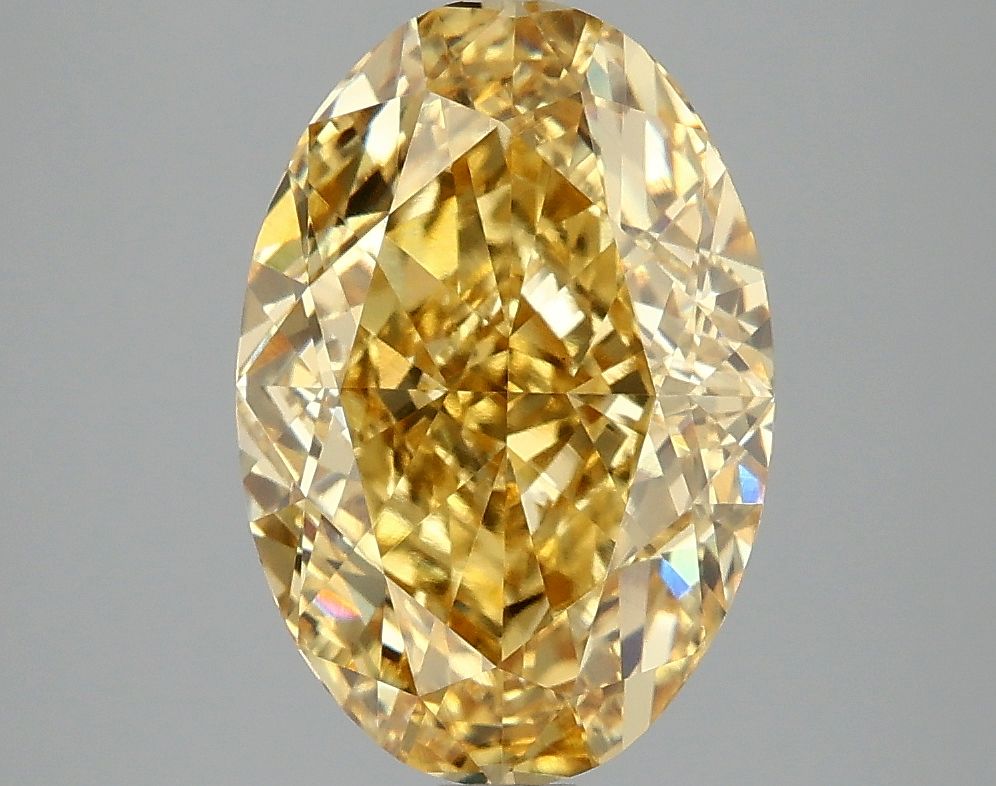 Lab-Grown Oval Diamond - 4.05 Carats, Fancy Vivid Yellow Color, VVS2 Clarity - Certified by IGI - Report Number: LG667411435