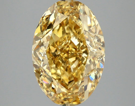 Lab-Grown Oval Diamond - 4.05 Carats, Fancy Vivid Yellow Color, VVS2 Clarity - Certified by IGI - Report Number: LG667411435