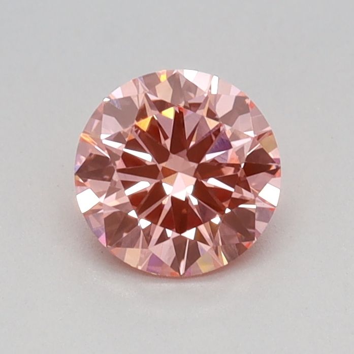 Lab-Grown Round Diamond - 0.42 Carats, Fancy Vivid Pink Color, VVS2 Clarity - Certified by IGI - Report Number: LG670438670