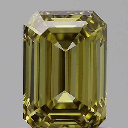 Lab-Grown Emerald Diamond - 0.96 Carats, Fancy Gray Yellow Color, VS1 Clarity - Certified by IGI - Report Number: LG595380208
