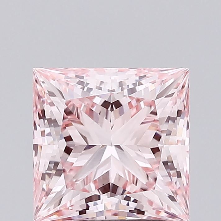 Lab-Grown Princess Diamond - 2.52 Carats, Fancy Intense Pink Color, VS1 Clarity - Certified by IGI - Report Number: LG669414458