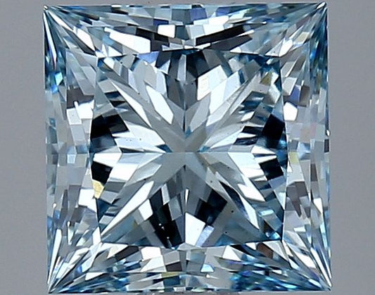Lab-Grown Princess Diamond - 2.47 Carats, Fancy Intense Blue Color, VS2 Clarity - Certified by IGI - Report Number: LG634426630