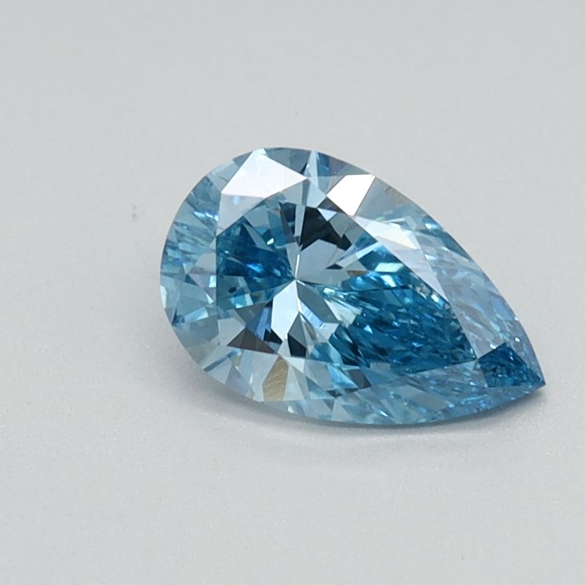 Lab-Grown Pear Diamond - 0.5 Carats, Fancy Vivid Blue Color, VVS2 Clarity - Certified by IGI - Report Number: LG584356864