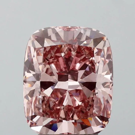 4,60 ct kissenförmiger, modifizierter, im Labor gezüchteter Diamant (Farbe: Fancy Vivid Brownish Pink, Reinheit: VS2, IGI-zertifiziert)