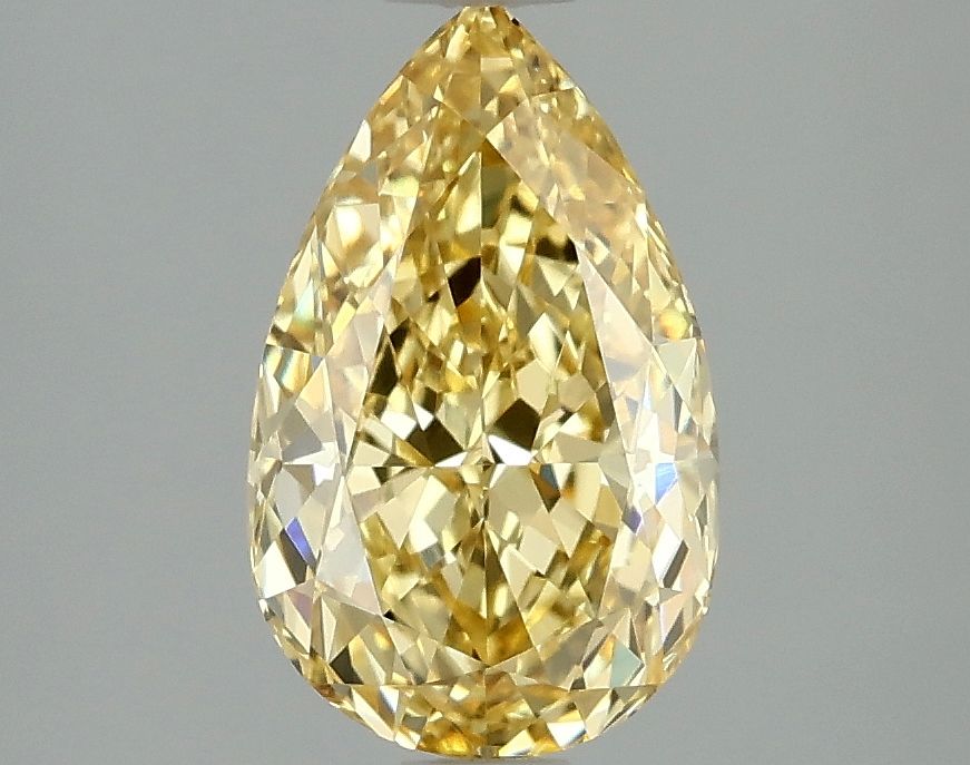 Lab-Grown Pear Diamond - 1.96 Carats, Fancy Vivid Yellow Color, VVS1 Clarity - Certified by IGI - Report Number: LG663405878