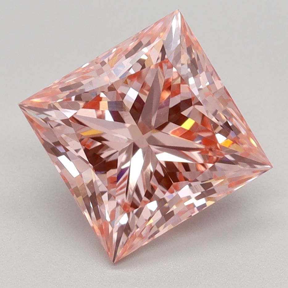 Lab-Grown Princess Diamond - 2.52 Carats, Fancy Vivid Pink Color, VVS2 Clarity - Certified by IGI - Report Number: LG582358451