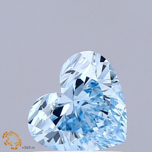 Lab-Grown Heart Diamond - 0.91 Carats, Fancy Intense Blue Color, VVS2 Clarity - Certified by IGI - Report Number: LG674560256