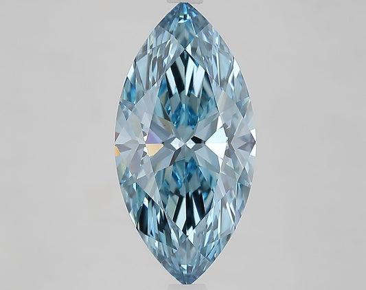 Lab-Grown Marquise Diamond - 3.57 Carats, Fancy Vivid Blue Color, VVS2 Clarity - Certified by IGI - Report Number: LG669431645