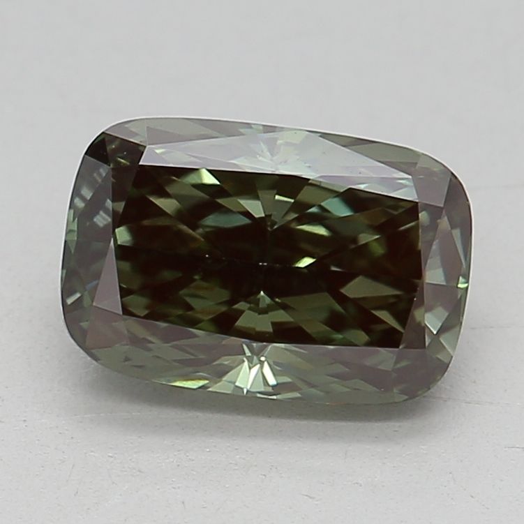 Lab-Grown Cushion Diamond - 1.01 Carats, Fancy Deep Green Color, VVS2 Clarity - Certified by IGI - Report Number: LG642492127