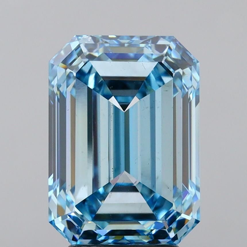Lab-Grown Emerald Diamond - 4.61 Carats, Fancy Intense Blue Color, VS2 Clarity - Certified by IGI - Report Number: LG632430898