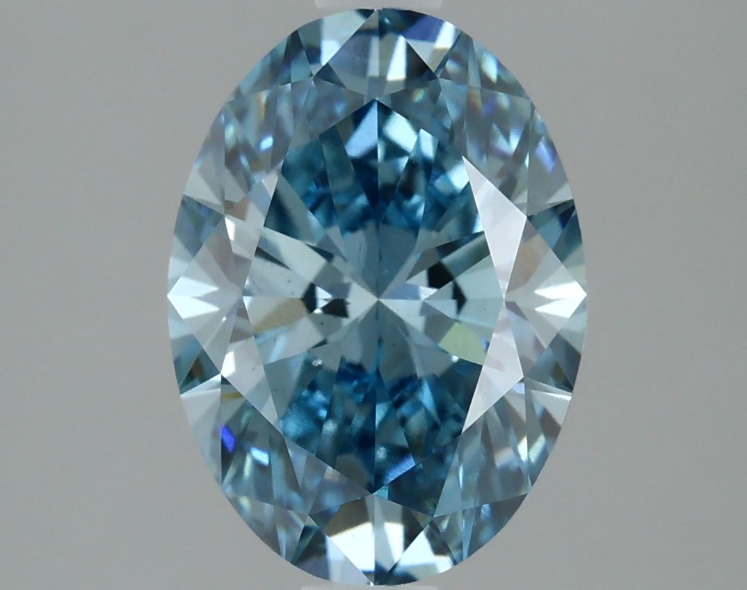 Lab-Grown Oval Diamond - 2.0 Carats, Fancy Vivid Blue Color, VS2 Clarity - Certified by IGI - Report Number: LG635470012