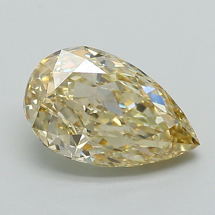 Lab-Grown Pear Diamond - 2.03 Carats, Fancy Yellow Color, VVS2 Clarity - Certified by IGI - Report Number: LG650489920