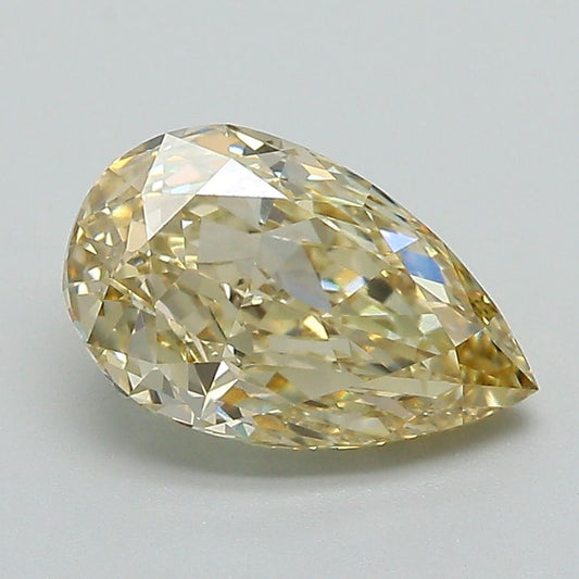 Lab-Grown Pear Diamond - 2.03 Carats, Fancy Yellow Color, VVS2 Clarity - Certified by IGI - Report Number: LG650489920