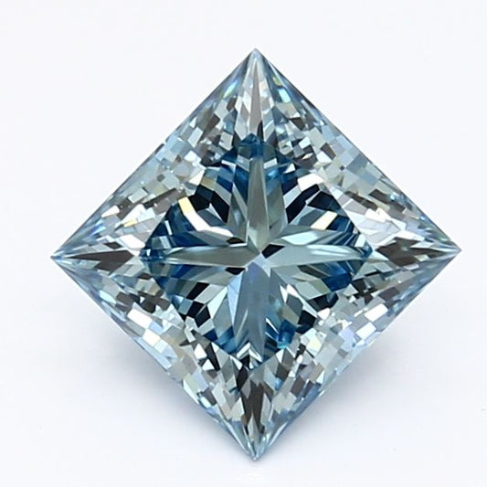 Lab-Grown Princess Diamond - 1.32 Carats, Fancy Vivid Blue Color, VS1 Clarity - Certified by IGI - Report Number: LG629484092