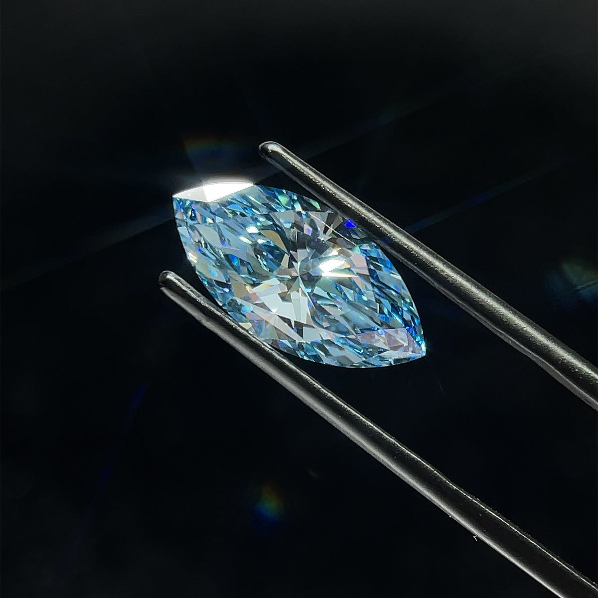 Lab-Grown Marquise Diamond - 3.53 Carats, Fancy Vivid Blue Color, VS1 Clarity - Certified by IGI - Report Number: LG633412737