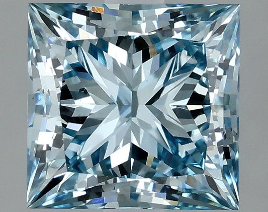 Lab-Grown Princess Diamond - 2.45 Carats, Fancy Vivid Blue Color, VS2 Clarity - Certified by IGI - Report Number: LG635469921