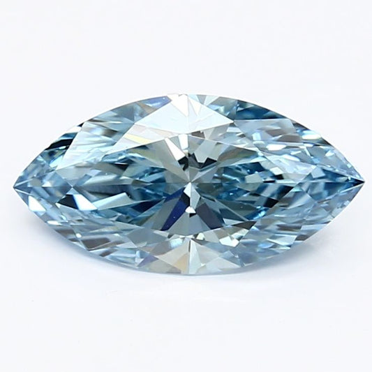 Lab-Grown Marquise Diamond - 1.24 Carats, Fancy Vivid Blue Color, VS1 Clarity - Certified by IGI - Report Number: LG629484066