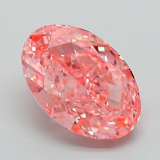Lab-Grown Oval Diamond - 2.53 Carats, Fancy Vivid Pink Color, VVS2 Clarity - Certified by IGI - Report Number: LG669403974