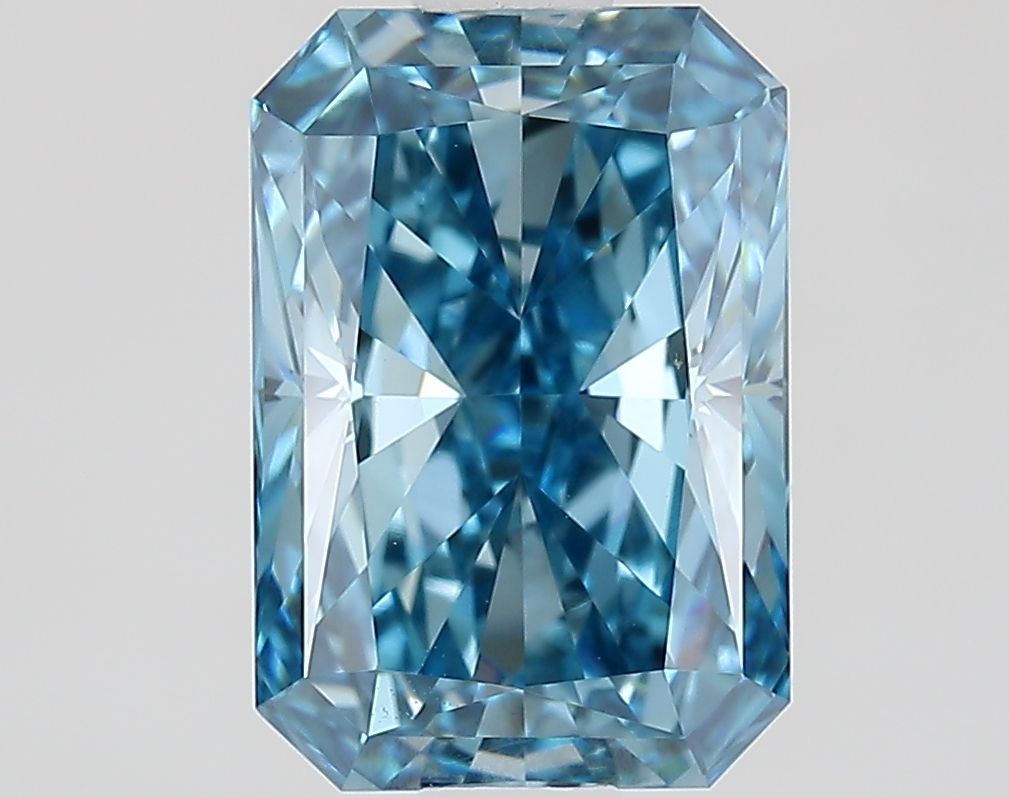 Lab-Grown Radiant Diamond - 2.02 Carats, Fancy Vivid Blue Color, VVS2 Clarity - Certified by IGI - Report Number: LG655422329