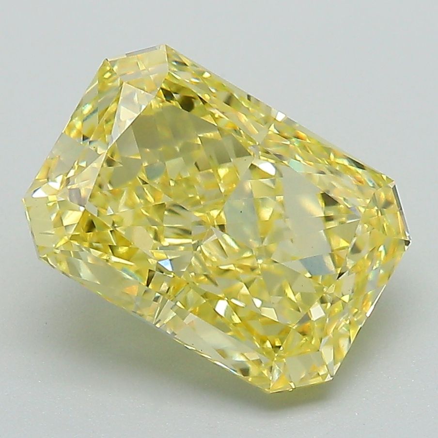 Lab-Grown Radiant Diamond - 3.54 Carats, Fancy Vivid Yellow Color, VS1 Clarity - Certified by IGI - Report Number: LG659440429