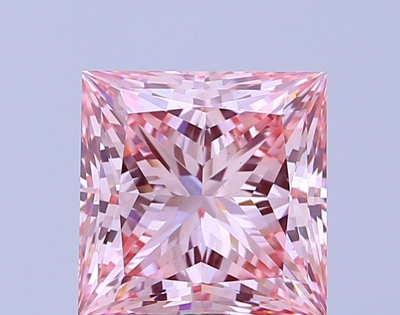 Lab-Grown Princess Diamond - 4.21 Carats, Fancy Vivid Pink Color, VS1 Clarity - Certified by IGI - Report Number: LG657461943