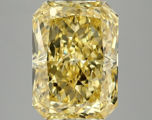 Lab-Grown Radiant Diamond - 4.1 Carats, Fancy Vivid Yellow Color, VVS2 Clarity - Certified by IGI - Report Number: LG678509893