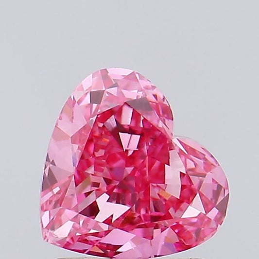 Lab-Grown Heart Diamond - 1.72 Carats, Fancy Vivid Pink Color, VS2 Clarity - Certified by IGI - Report Number: LG628493389