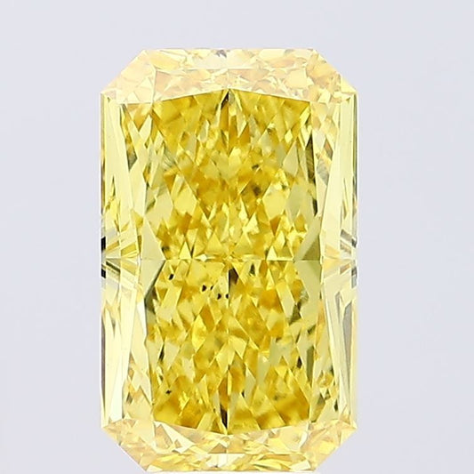 Lab-Grown Radiant Diamond - 7.08 Carats, Fancy Vivid Yellow Color, VS1 Clarity - Certified by IGI - Report Number: LG648426257