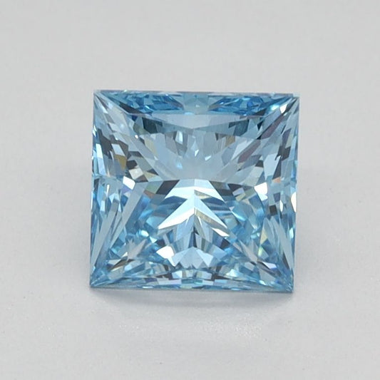 Lab-Grown Princess Diamond - 0.82 Carats, Fancy Vivid Blue Color, VS2 Clarity - Certified by IGI - Report Number: LG584358239