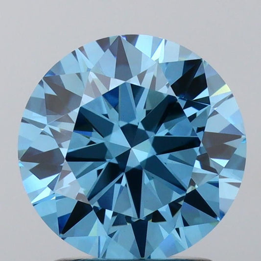Lab-Grown Round Diamond - 2.0 Carats, Fancy Vivid Blue Color, VS1 Clarity - Certified by IGI - Report Number: LG660418945