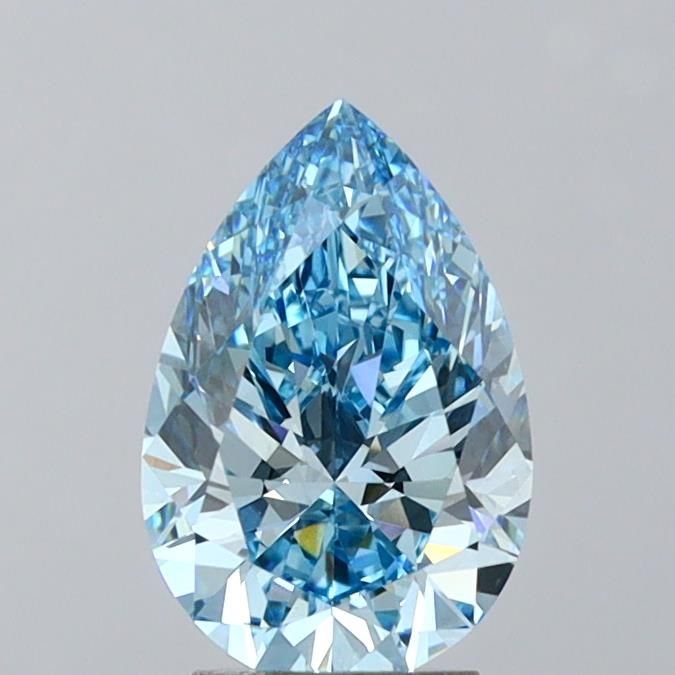 Lab-Grown Pear Diamond - 3.02 Carats, Fancy Vivid Blue Color, VVS2 Clarity - Certified by IGI - Report Number: LG617499979